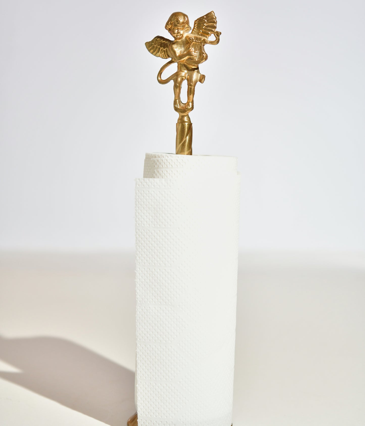 Vintage Brass Angel Kitchen Roll Holder