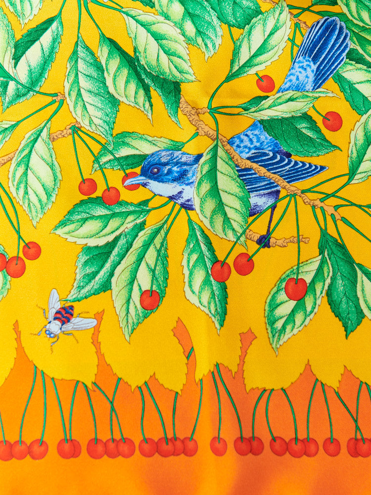 【SIZE:90cm×90cm】Hermes Carre Les Merises 1993 未使用品 シルク