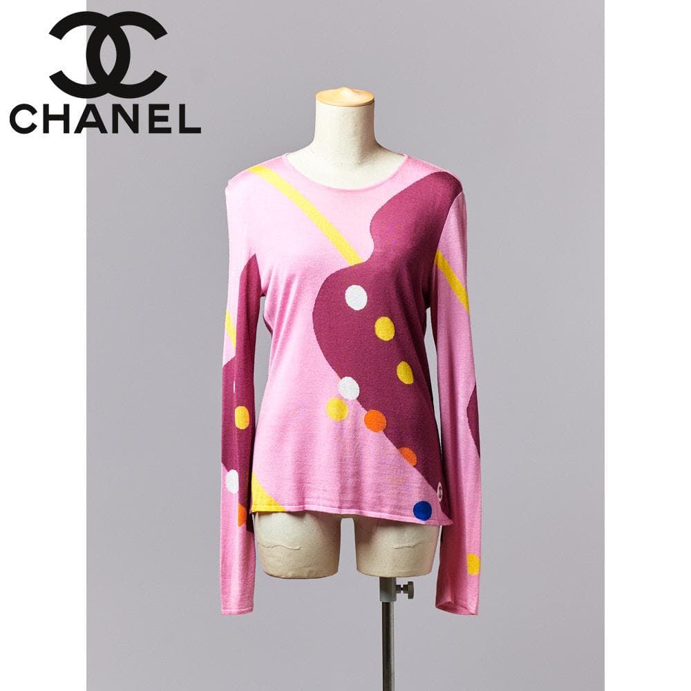 【SIZE:38】CHANEL Multicolor 薄手レーヨンシルクTops