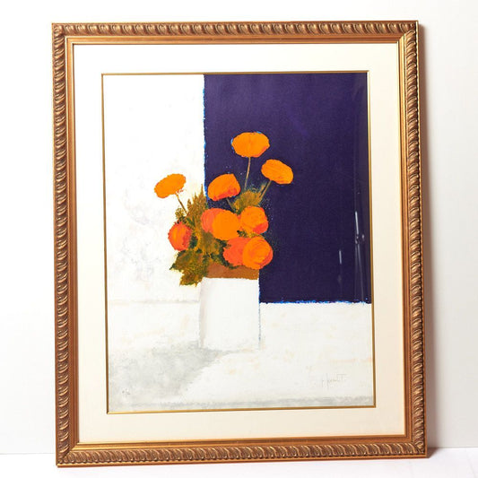 Patrick Reault "Orange Bouquet" w/frame lithograph 額装　壁掛け絵画