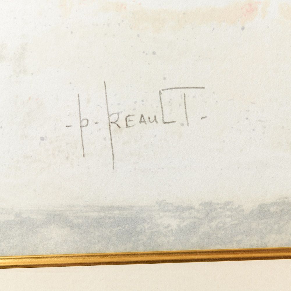 Patrick Reault "Orange Bouquet" w/frame lithograph 額装　壁掛け絵画