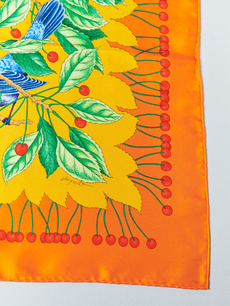 【SIZE:90cm×90cm】Hermes Carre Les Merises 1993 未使用品 シルク