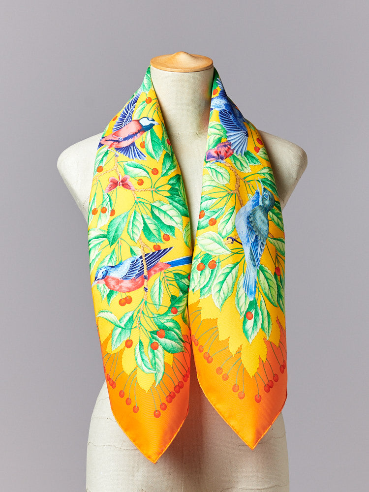 【SIZE:90cm×90cm】Hermes Carre Les Merises 1993 未使用品 シルク