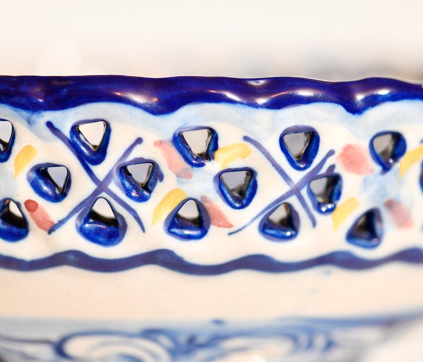 Art Lattice Weave Bowl Hand Painted in Portugal