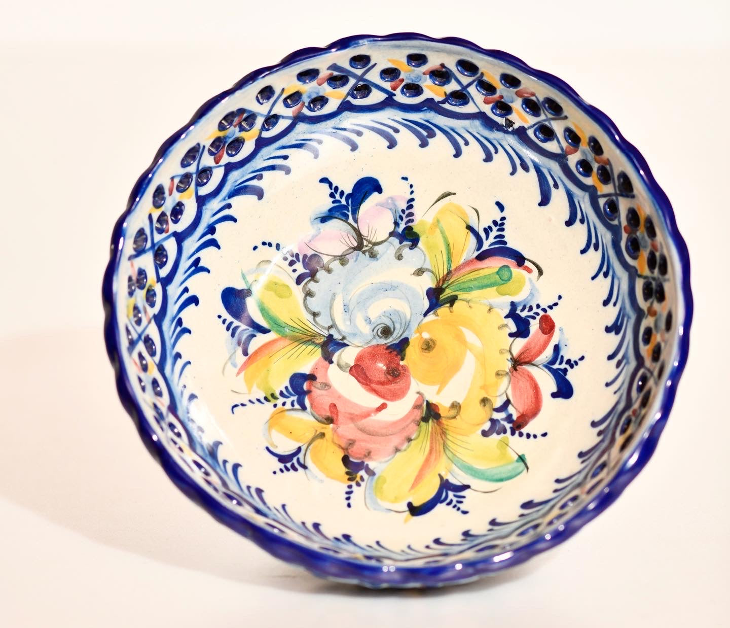 Art Lattice Weave Bowl Hand Painted in Portugal