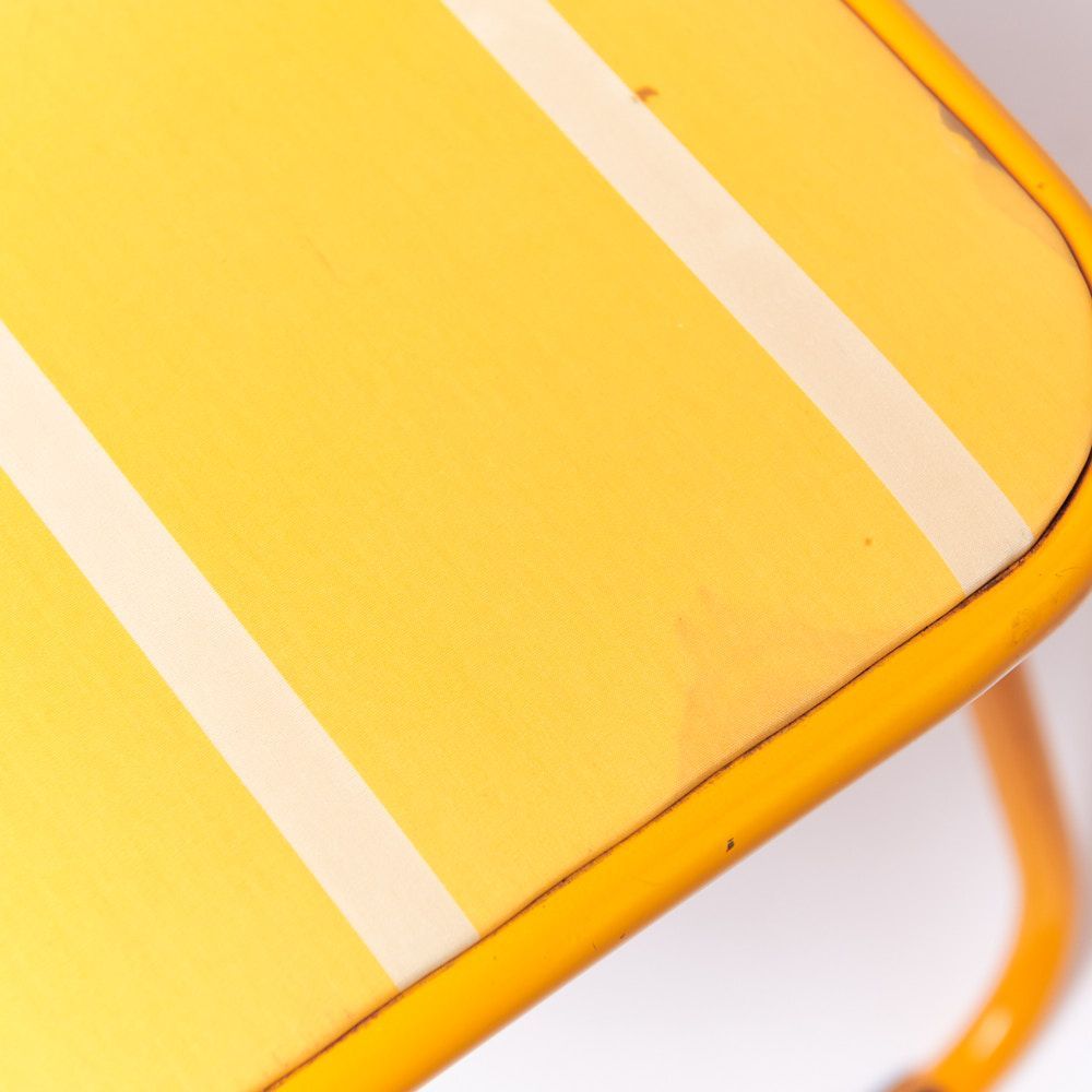 ヴィンテージ折り畳みパイプ椅子】60s 70s イエローオレンジ　ポストモダン