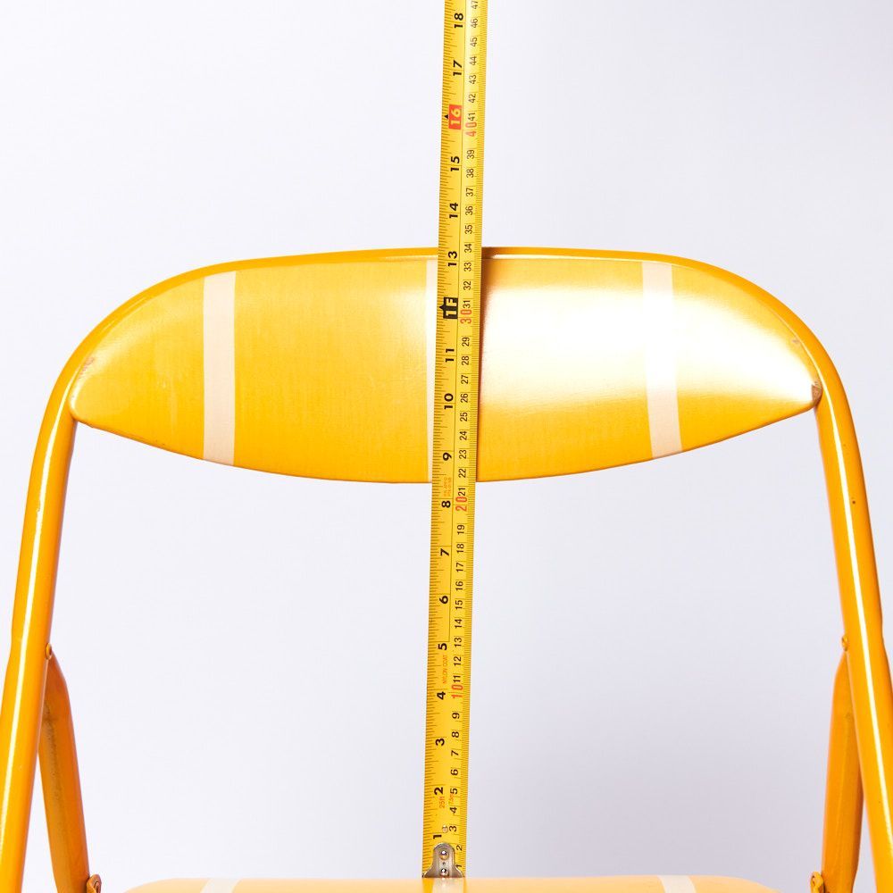 ヴィンテージ折り畳みパイプ椅子】60s 70s イエローオレンジ　ポストモダン