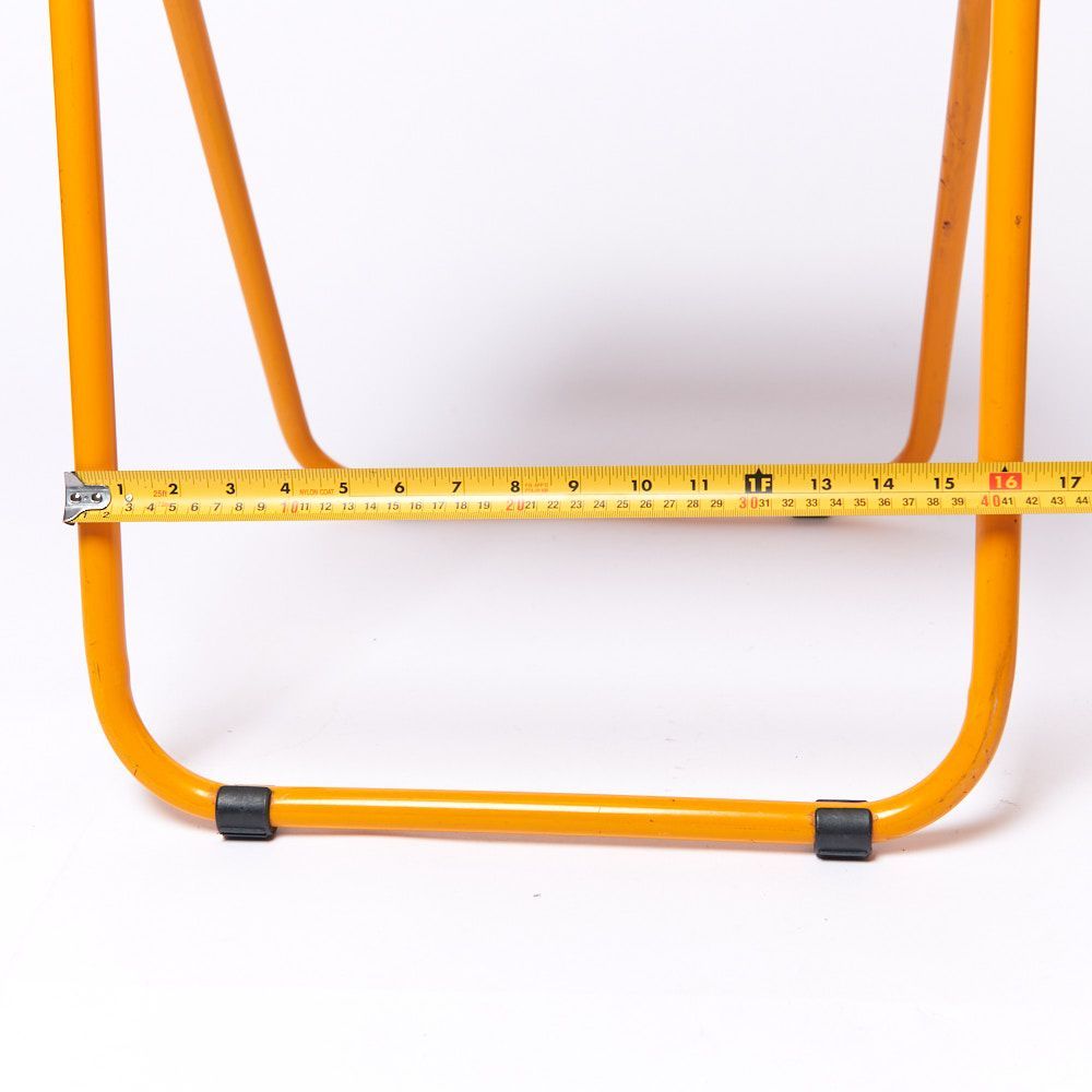 ヴィンテージ折り畳みパイプ椅子】60s 70s イエローオレンジ　ポストモダン