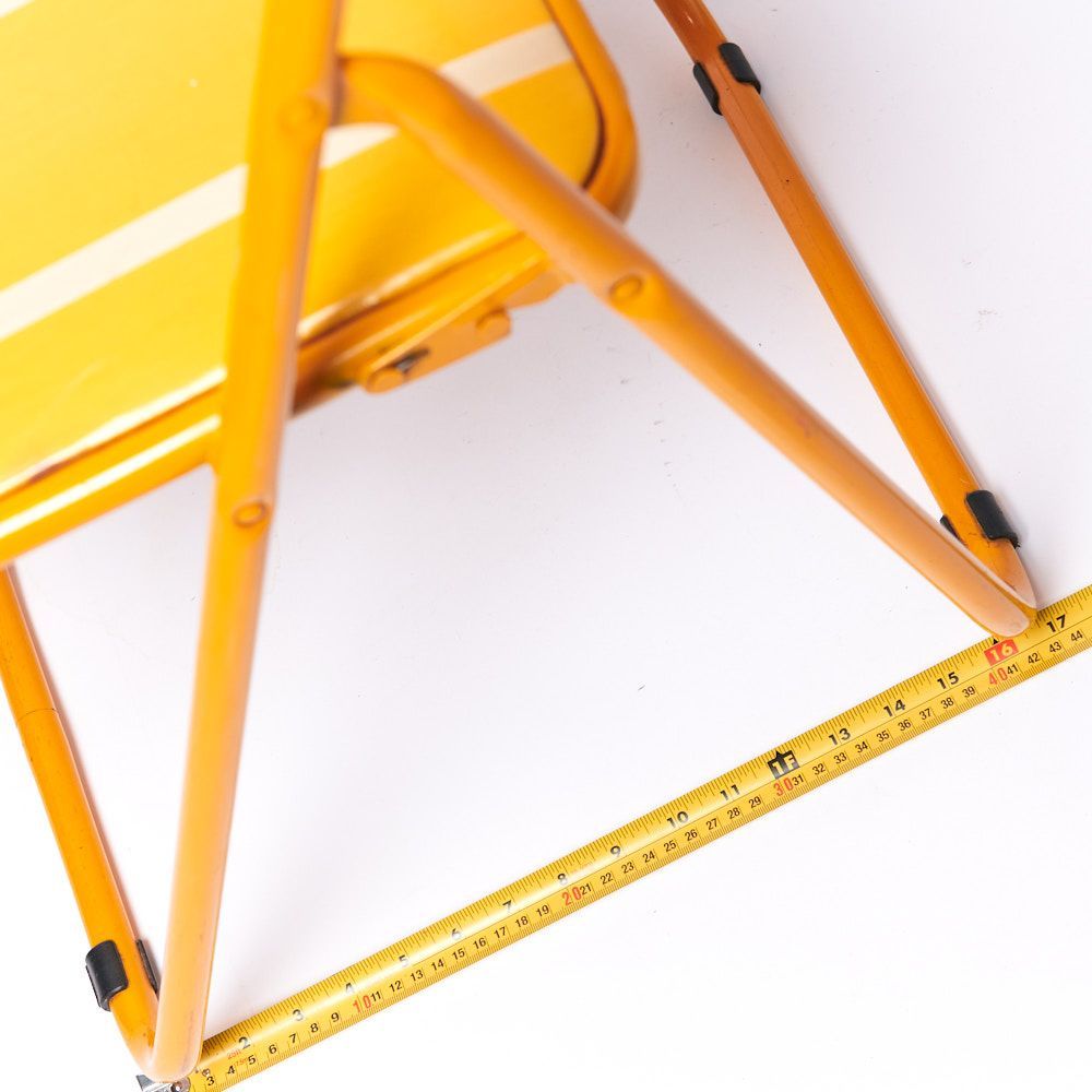 ヴィンテージ折り畳みパイプ椅子】60s 70s イエローオレンジ ポスト