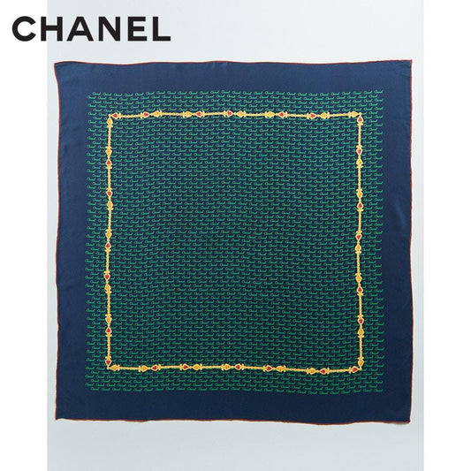 【86cm×85cm】CHANEL グリポア柄 タグ付 シルクスカーフ