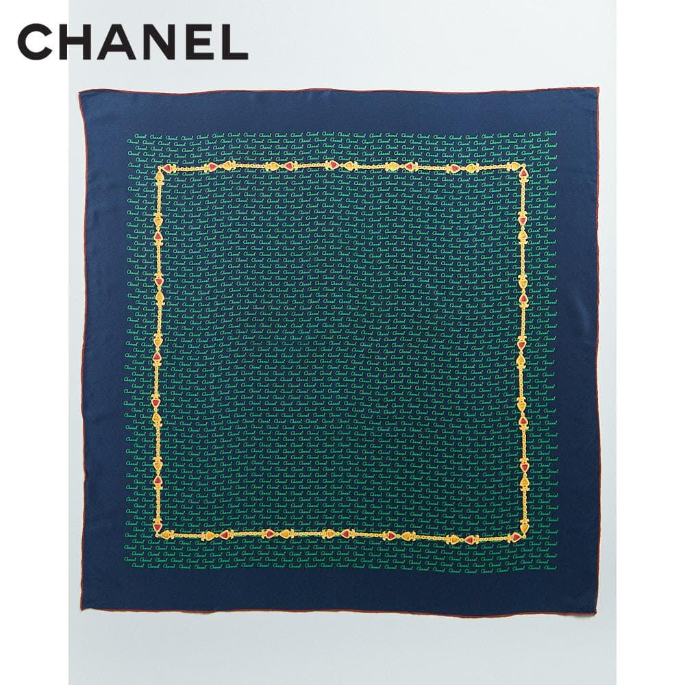 【86cm×85cm】CHANEL グリポア柄 タグ付 シルクスカーフ