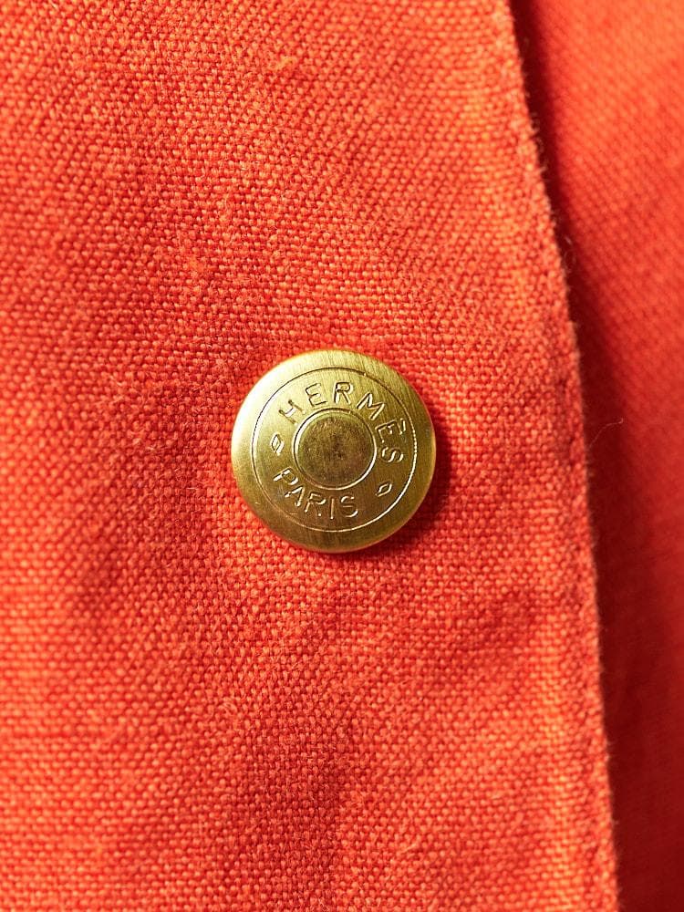 【SIZE:38】HERMES リネン100% エルメス オレンジリネンドレス