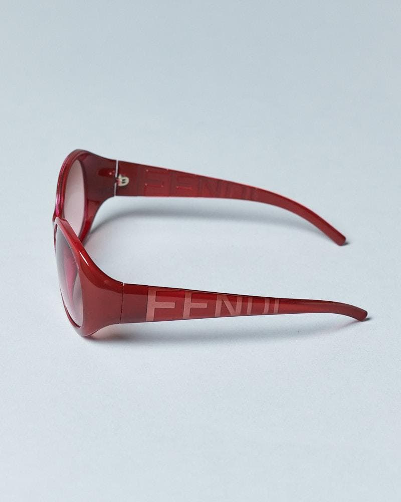 【58-17 130】ケース付 FENDI 度なしサングラス バーガンディー