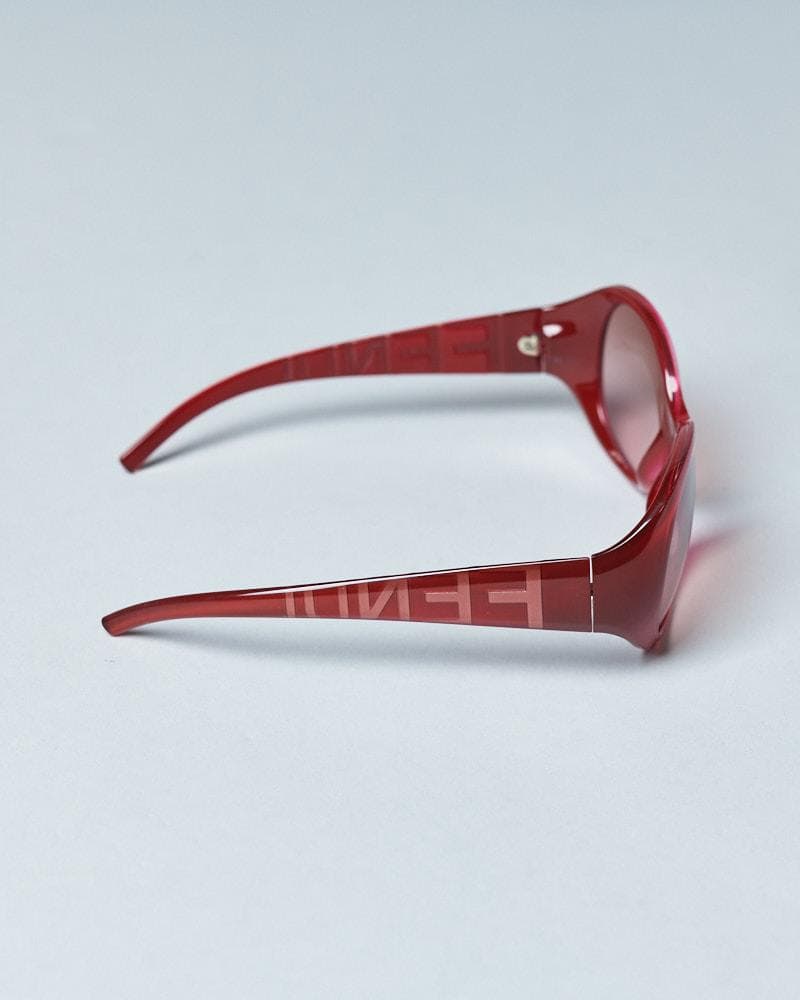 【58-17 130】ケース付 FENDI 度なしサングラス バーガンディー