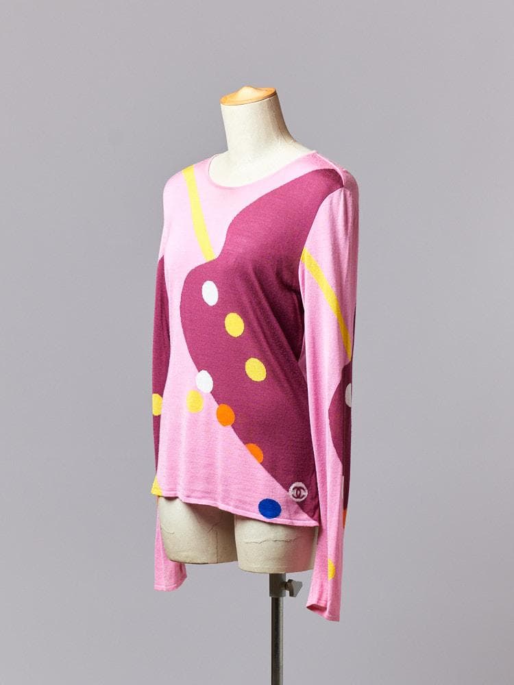 【SIZE:38】CHANEL Multicolor 薄手レーヨンシルクTops