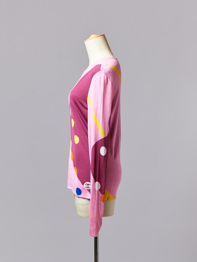 【SIZE:38】CHANEL Multicolor 薄手レーヨンシルクTops