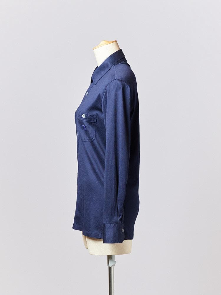 【SIZE:FR36】CELINEヴィンテージセリーヌシャツ ネイビー 刺繍