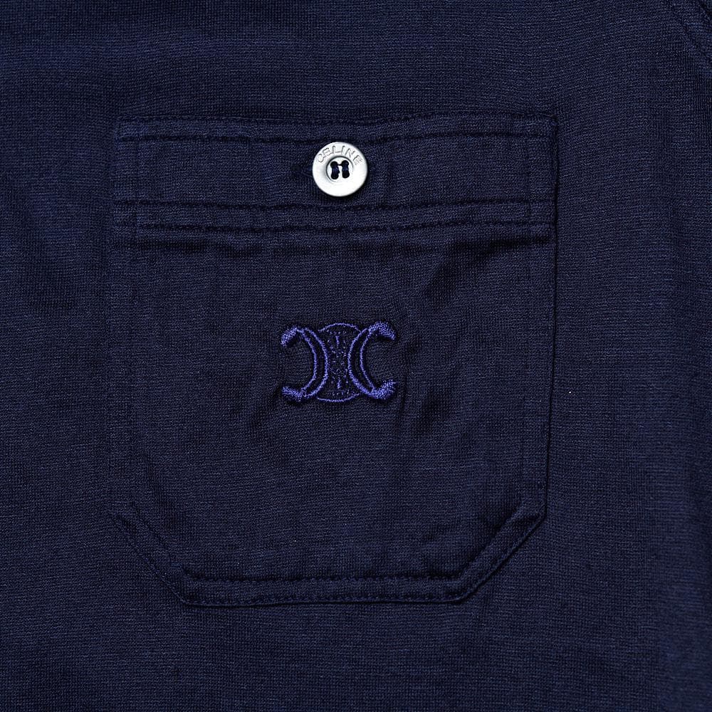 【SIZE:FR36】CELINEヴィンテージセリーヌシャツ ネイビー 刺繍