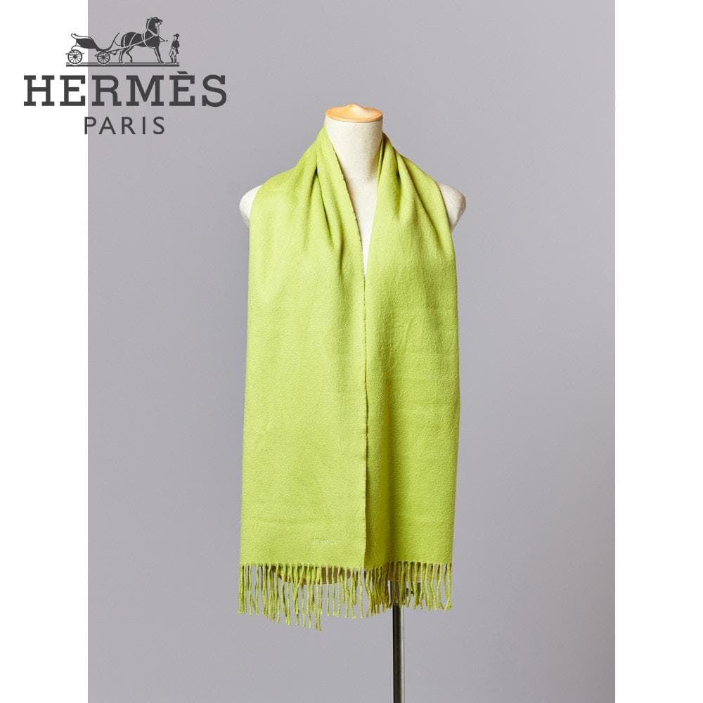 【158cm×40cm】HERMESロゴ刺繍 カシミヤ100%ストール