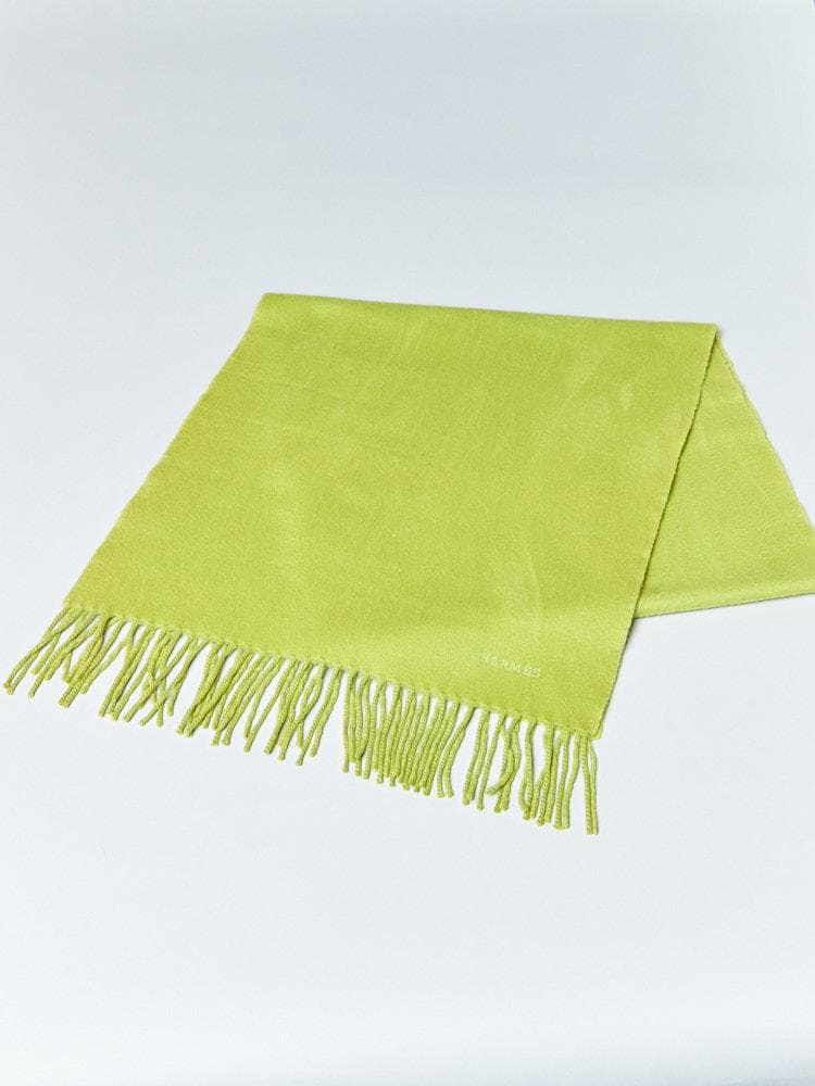 【158cm×40cm】HERMESロゴ刺繍 カシミヤ100%ストール