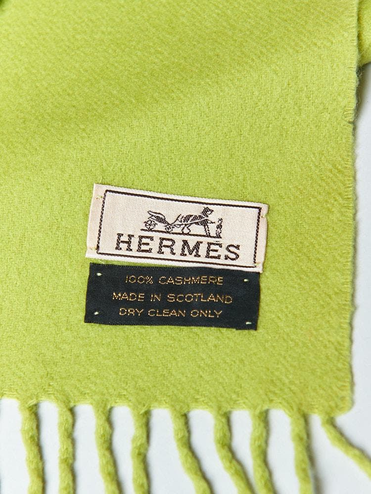 【158cm×40cm】HERMESロゴ刺繍 カシミヤ100%ストール