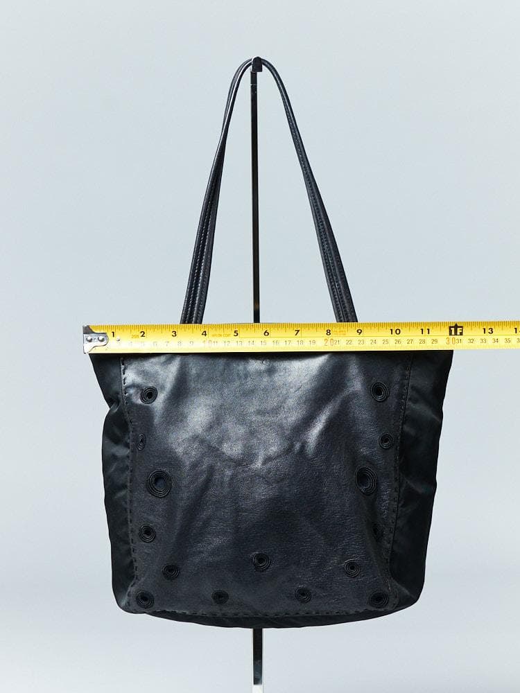 【30.5cm×23.5cm×マチ有】PRADA レザーナイロンショルダーバッグ