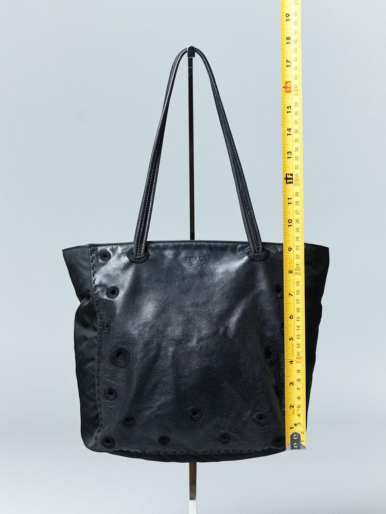 【30.5cm×23.5cm×マチ有】PRADA レザーナイロンショルダーバッグ