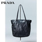 【30.5cm×23.5cm×マチ有】PRADA レザーナイロンショルダーバッグ