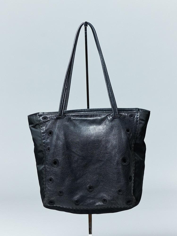 【30.5cm×23.5cm×マチ有】PRADA レザーナイロンショルダーバッグ