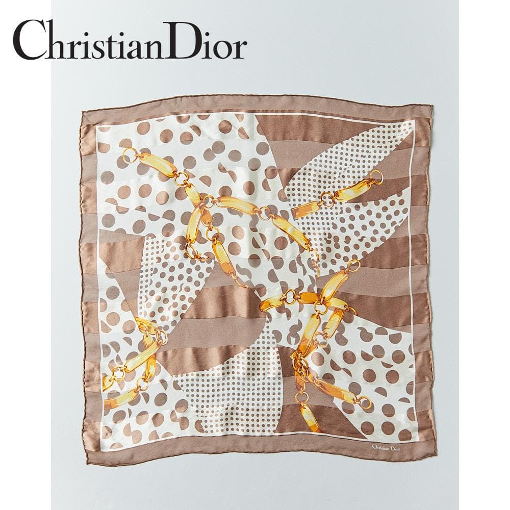 【56cm×56cm】Christian Dior タグ付 シルクスカーフ