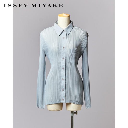 【SIZE : L】 ISSEY MIYAKE 長袖プリーツボタンダウンシャツ