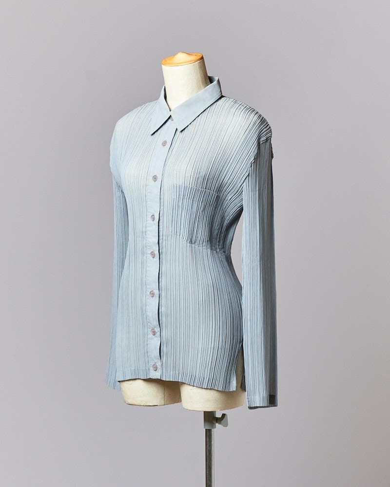 【SIZE : L】 ISSEY MIYAKE 長袖プリーツボタンダウンシャツ