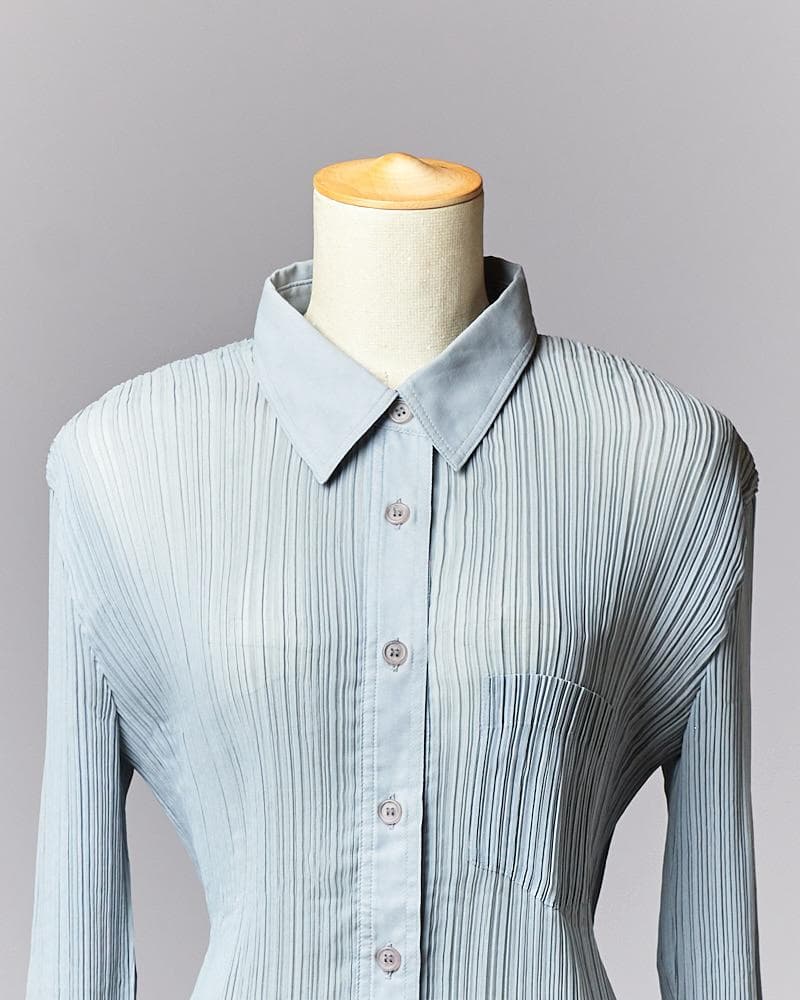 【SIZE : L】 ISSEY MIYAKE 長袖プリーツボタンダウンシャツ