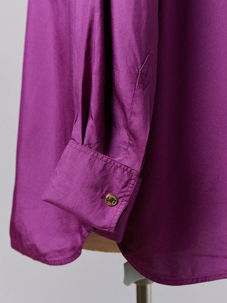 【SIZE:40】HERMES シルクシャツ ダブルカフス カシスパープル