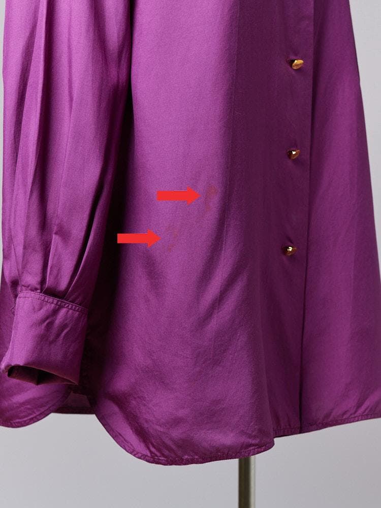 【SIZE:40】HERMES シルクシャツ ダブルカフス カシスパープル