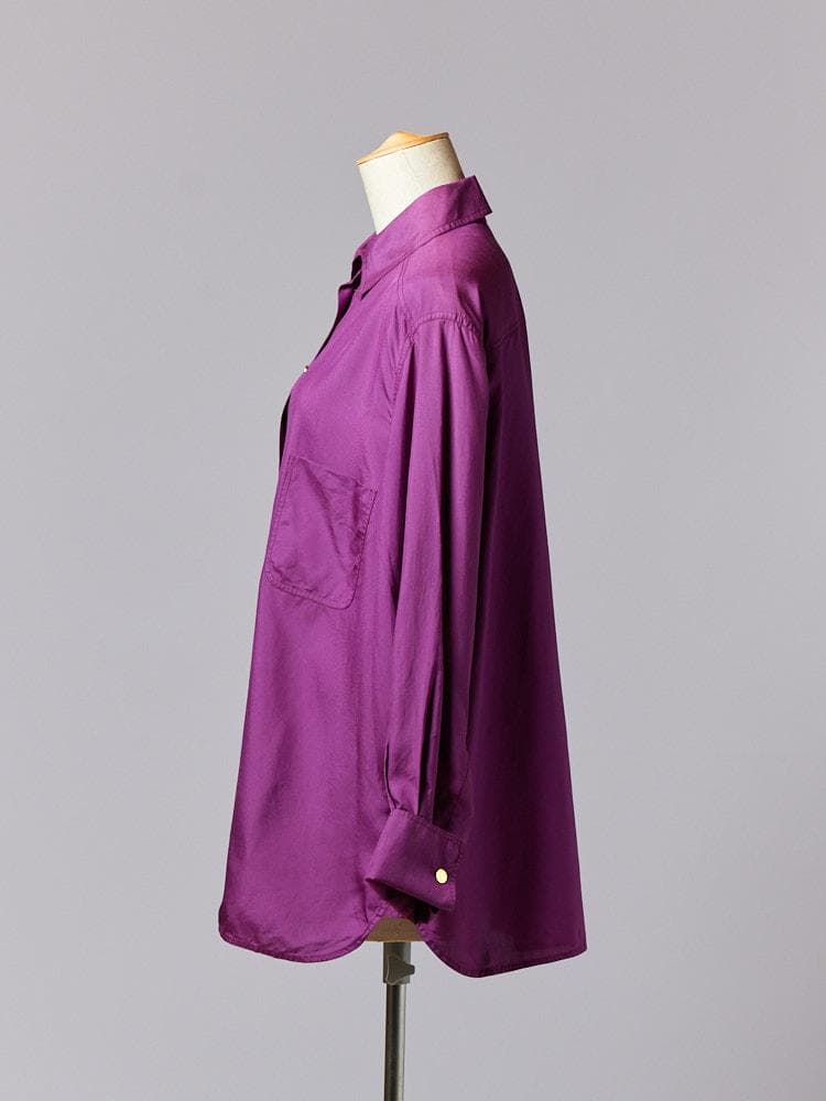 【SIZE:40】HERMES シルクシャツ ダブルカフス カシスパープル
