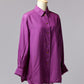 【SIZE:40】HERMES シルクシャツ ダブルカフス カシスパープル