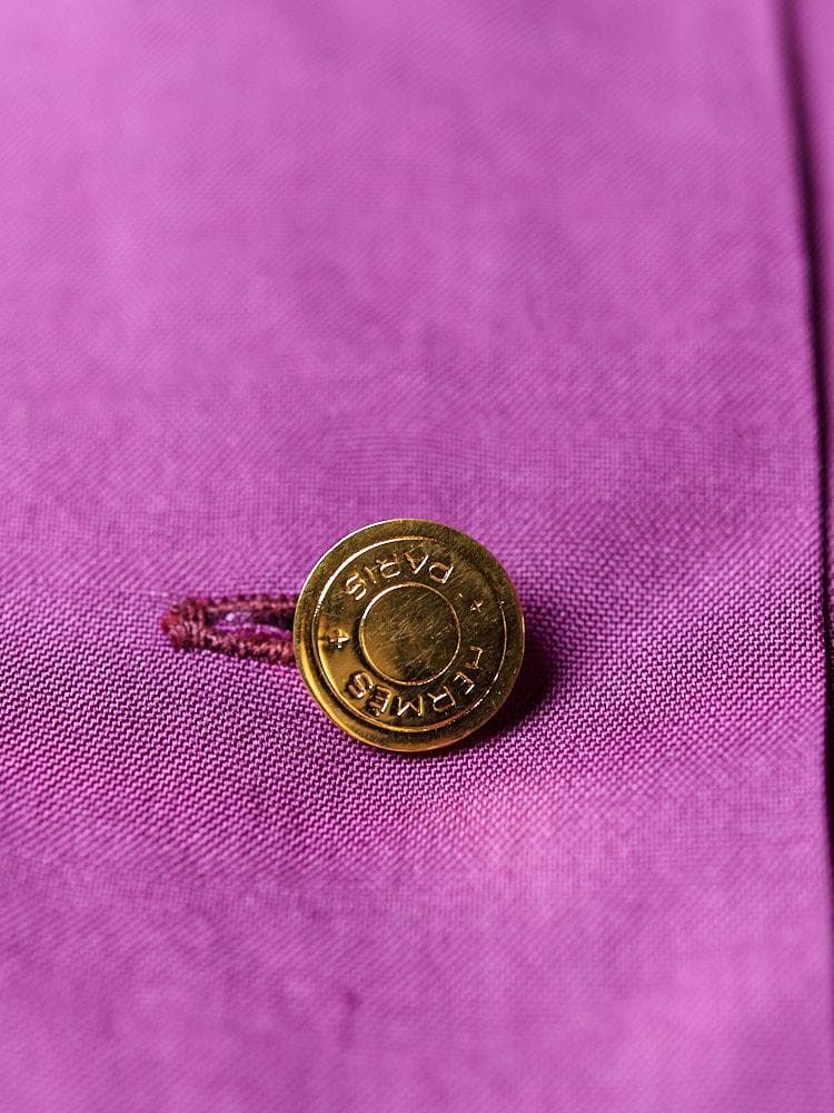 【SIZE:40】HERMES シルクシャツ ダブルカフス カシスパープル