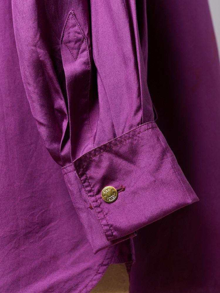 【SIZE:40】HERMES シルクシャツ ダブルカフス カシスパープル