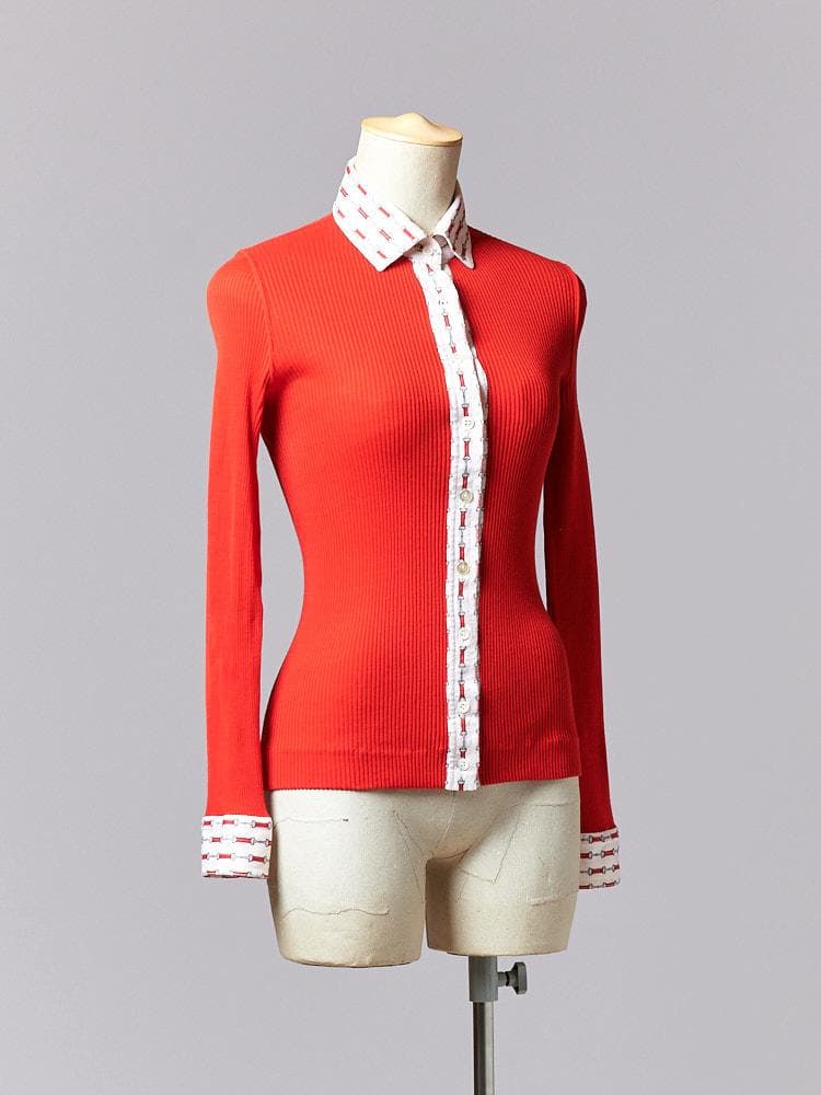 【SIZE:38】CELINE ヴィンテージセリーヌ 長袖シャツ 赤