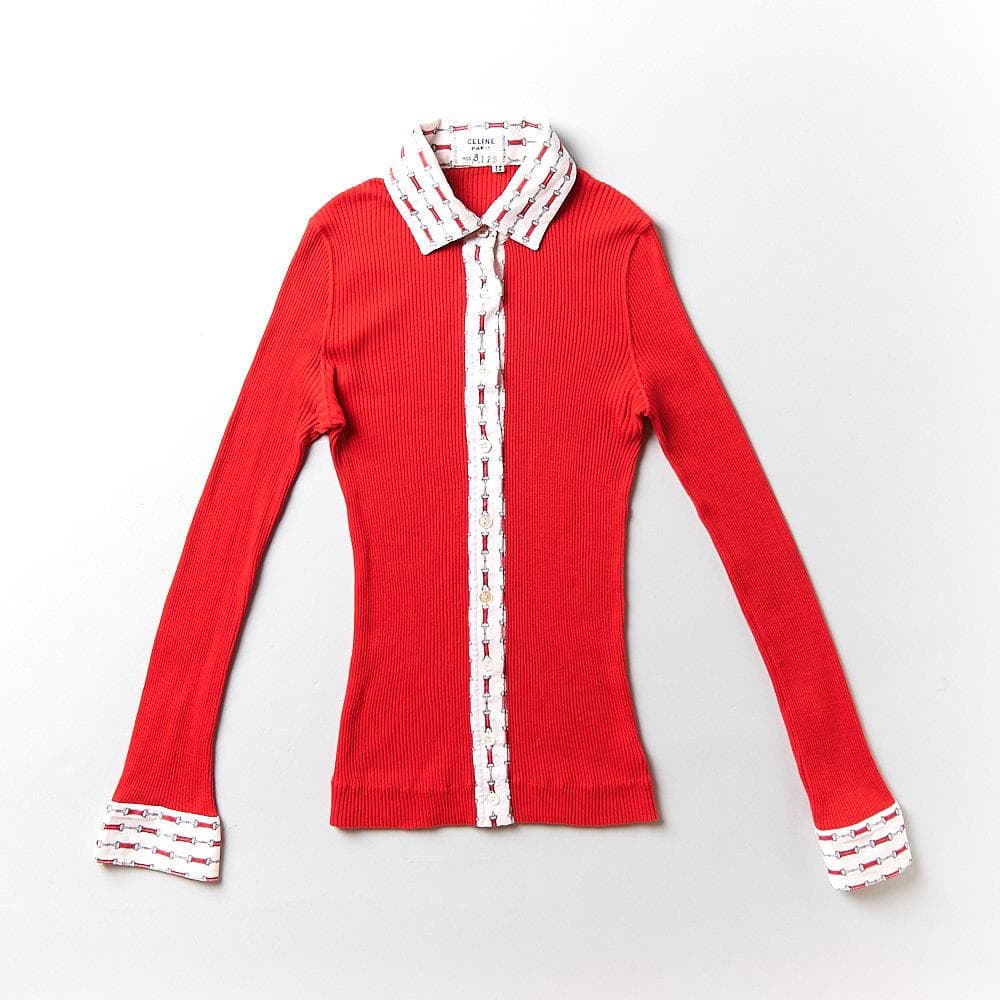 【SIZE:38】CELINE ヴィンテージセリーヌ 長袖シャツ 赤