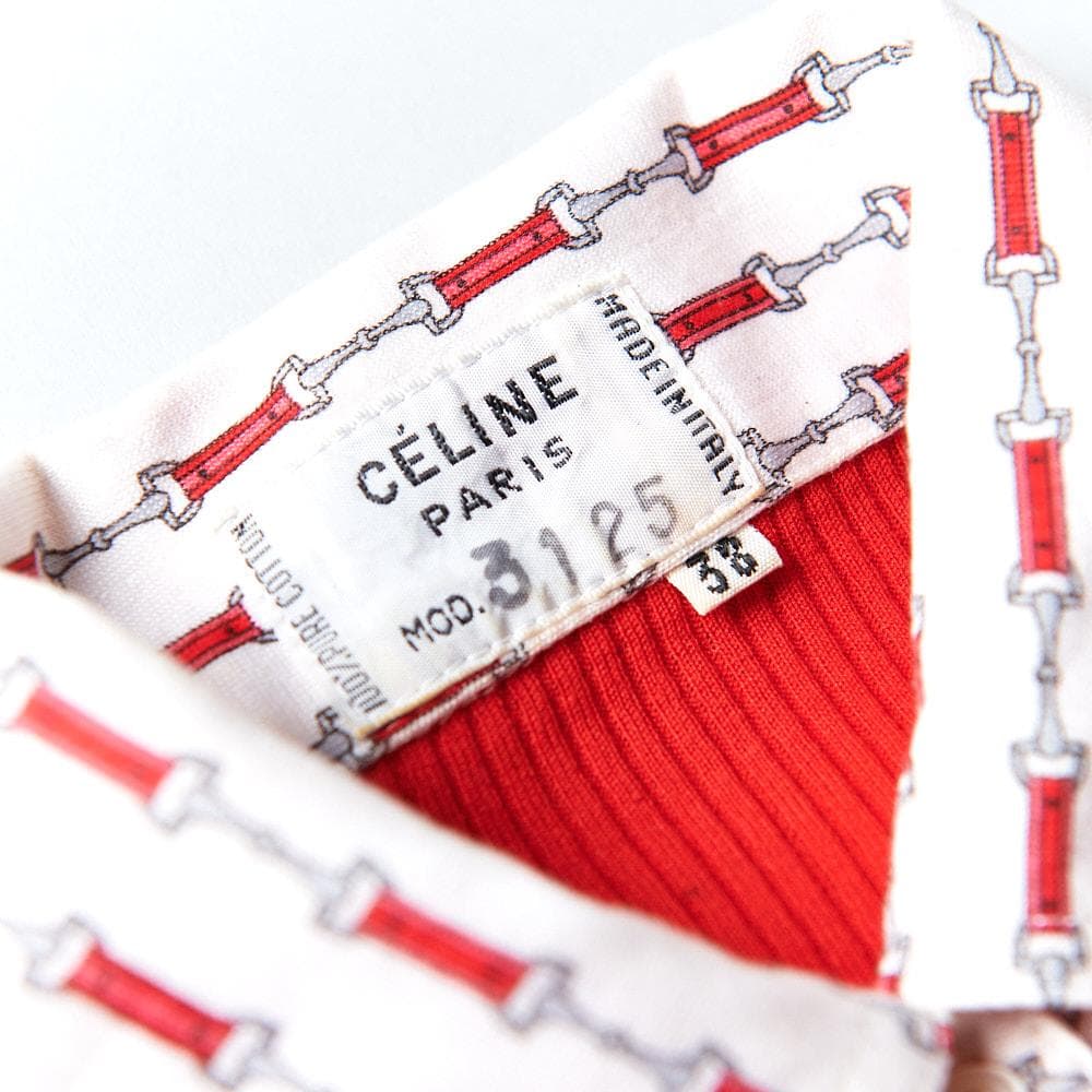 【SIZE:38】CELINE ヴィンテージセリーヌ 長袖シャツ 赤