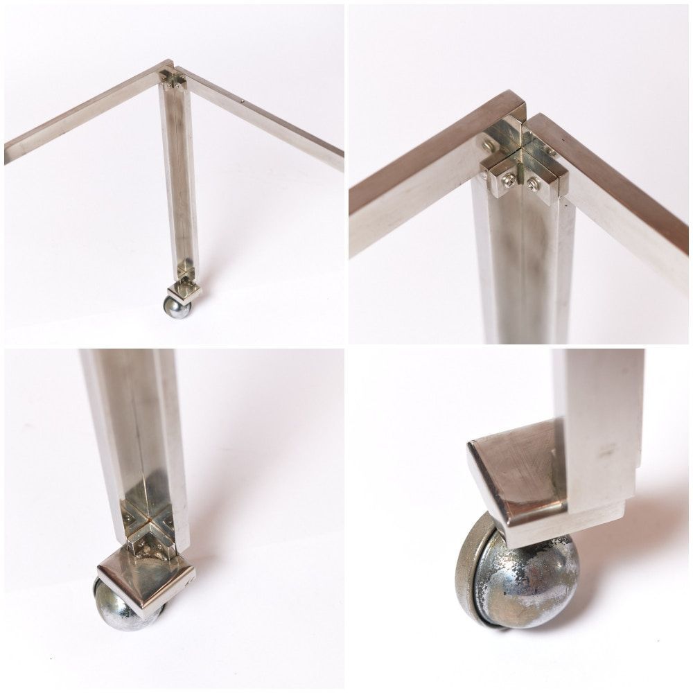 60s-70s "TIDE" Table Acrylic Glass Stainless w/Caster Wheels　スペースエイジ　ポストモダン