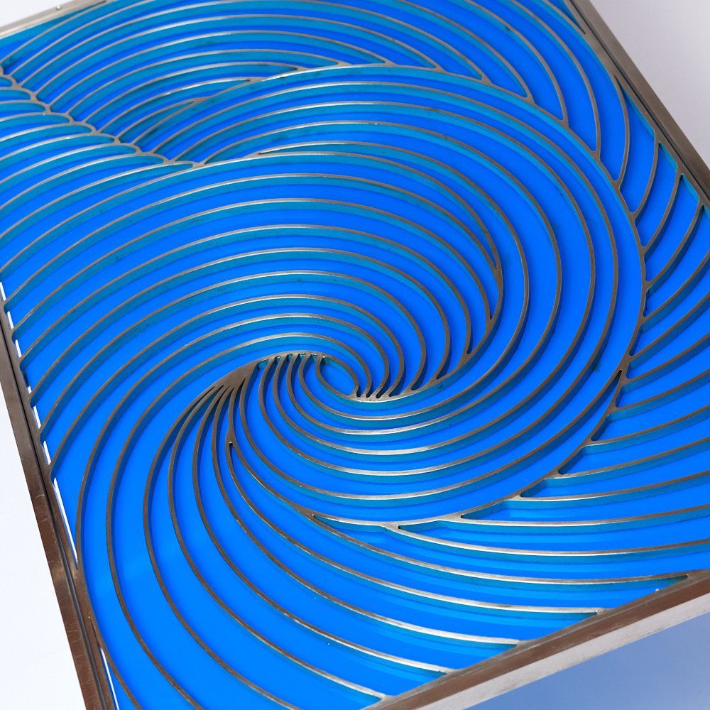 60s-70s "TIDE" Table Acrylic Glass Stainless w/Caster Wheels　スペースエイジ　ポストモダン