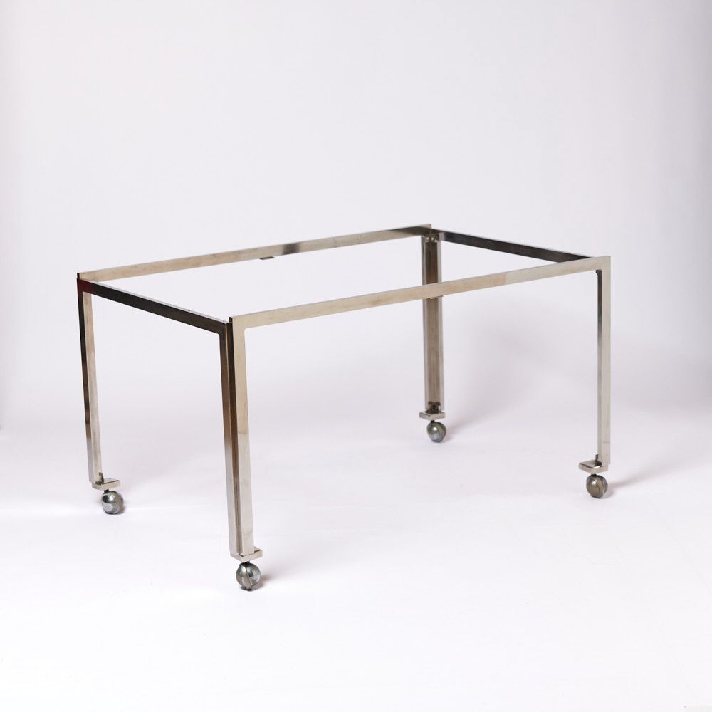 60s-70s "TIDE" Table Acrylic Glass Stainless w/Caster Wheels　スペースエイジ　ポストモダン