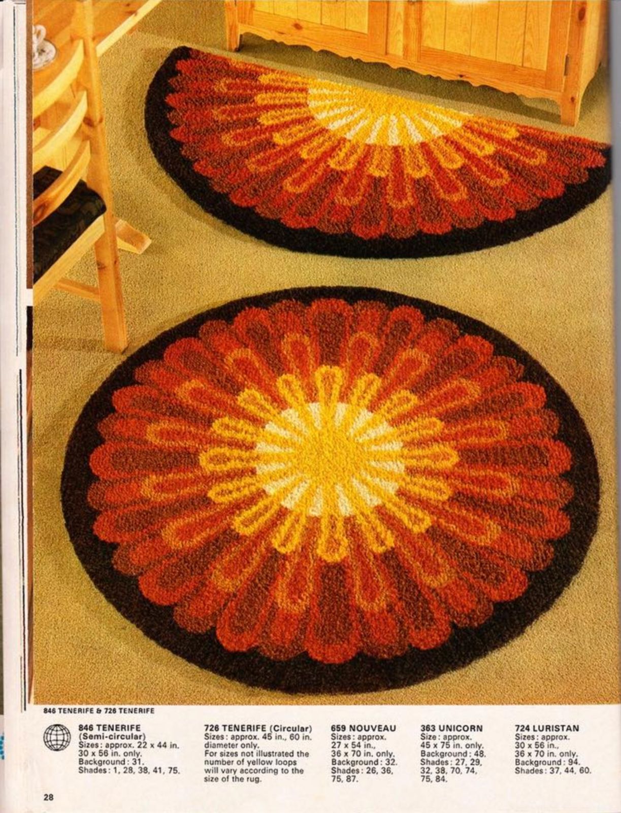 1960's-70's Readicut 'Tenerife' Round Rug ミッドセンチュリー